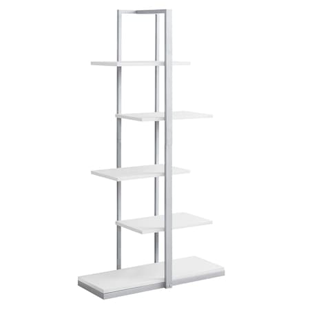 Monarch Specialties Bookshelf, Bookcase, Etagere, 5 Tier, 60"H, Office, Bedroom, Metal, Laminate, White, Grey I 7233